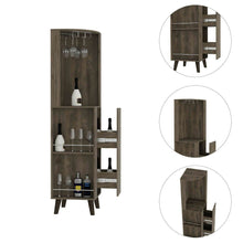 Load image into Gallery viewer, Corner Bar Cabinet Plex, Cup Rack, Two External Shelves, Dark Brown
