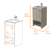 Load image into Gallery viewer, Bathroom Vanity Poket, Single Door Cabinet, Two Shelves, Light Gray
