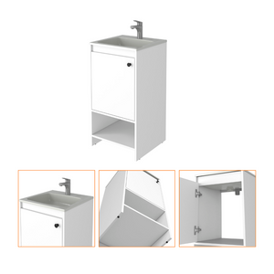 Bathroom Vanity Poket, Single Door Cabinet, Two Shelves, White Finish