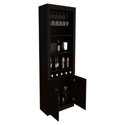 Bar Cabinet Margarita, Five Wine Cubbies, Black Wengue Finish