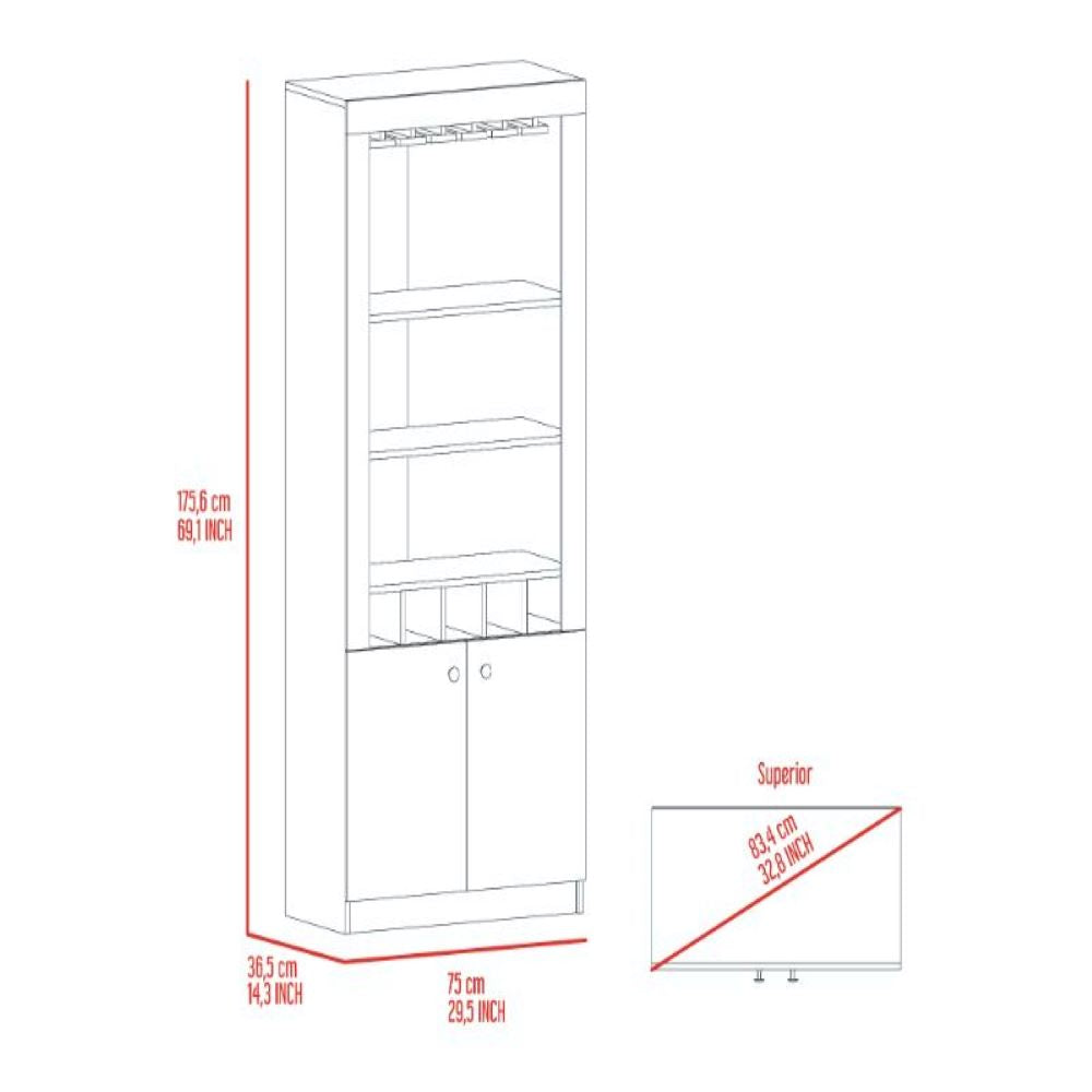 Bar Cabinet Margarita, Five Wine Cubbies, Black Wengue Finish