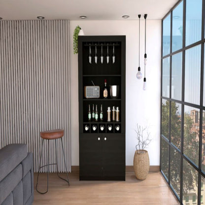 Bar Cabinet Margarita, Five Wine Cubbies, Black Wengue Finish