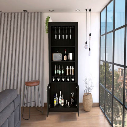 Bar Cabinet Margarita, Five Wine Cubbies, Black Wengue Finish