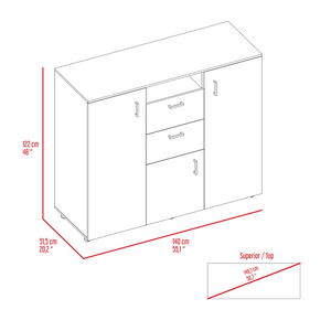 Double Door Cabinet Dresser Quizz, Two Drawers, Single Cabinet, Rod,