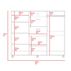 Double Door Cabinet Dresser Quizz, Two Drawers, Single Cabinet, Rod,