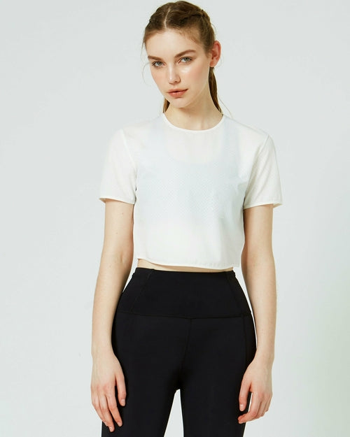 Atlanta Echo Laser Cut Mesh Crop Tee