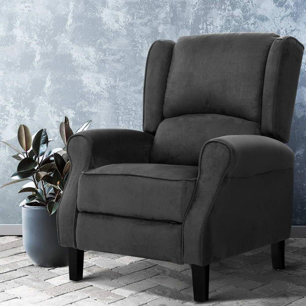 Artiss Recliner Chair Adjustable Sofa Lounge Soft Suede Armchair Couch