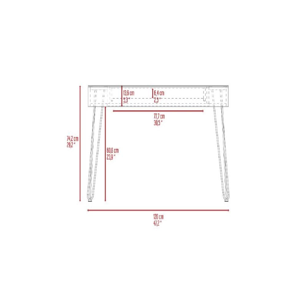 120 Drawer Desk Rolo, Four Legs, One Drawer, Mahogany Finish | Furniture