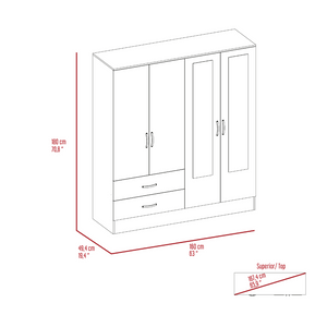 Armoire Ron, Double Door Cabinet, Black Wengue/ Light Gray Finish