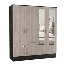 Load image into Gallery viewer, Armoire Ron, Double Door Cabinet, Black Wengue/ Light Gray Finish
