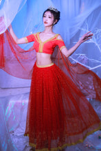 Load image into Gallery viewer, Elsa Princess Costume Belly Dance Outfit Party Cosplay Red
