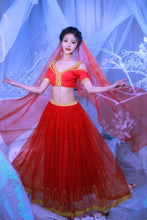 Load image into Gallery viewer, Elsa Princess Costume Belly Dance Outfit Party Cosplay Red
