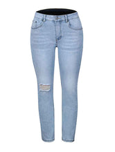 Load image into Gallery viewer, Blue Hight Waist Casual Ripped Stretchy Skinny Pant Jeans
