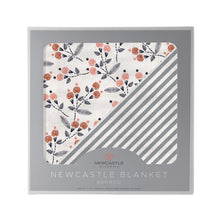 Load image into Gallery viewer, Dahlia Floral and Finley Stripe Bamboo Muslin Newcastle Blanket
