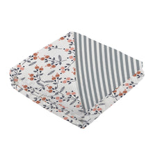 Load image into Gallery viewer, Dahlia Floral and Finley Stripe Bamboo Muslin Newcastle Blanket
