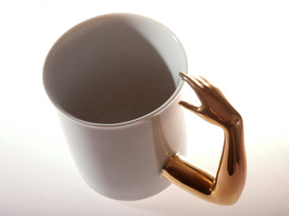 Retro Style Porcelain Cup 'GOLDEN HAND II. l 12oz