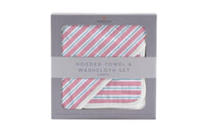 Load image into Gallery viewer, Candy Stripe Bamboo Hooded Towel and Washcloth Set
