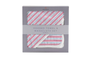 Candy Stripe Bamboo Hooded Towel and Washcloth Set