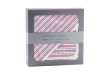 Load image into Gallery viewer, Candy Stripe Bamboo Hooded Towel and Washcloth Set
