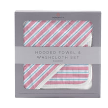 Load image into Gallery viewer, Candy Stripe Bamboo Hooded Towel and Washcloth Set
