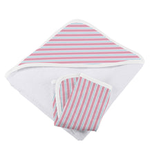 Load image into Gallery viewer, Candy Stripe Bamboo Hooded Towel and Washcloth Set
