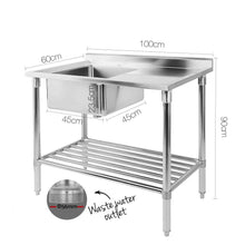 Load image into Gallery viewer, Cefito 100x60cm Commercial Stainless Steel Sink Kitchen Bench
