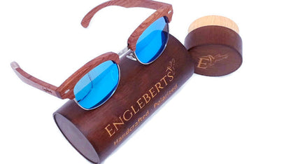 100% Real Brazilian Pear Wood Sunglasses With Ice Blue Lenses | Sunglasses