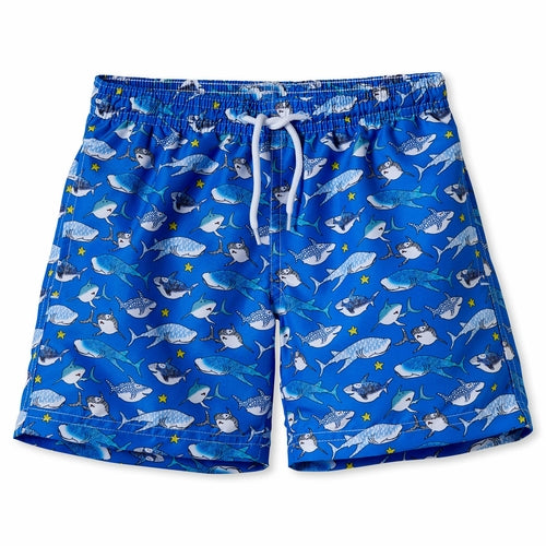 Board Shorts With Sharks Royal Blue