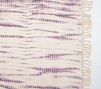 Shibori Tie-and-Dye Mauve Cotton Throw with Tassels | Throw Blankets & Linen