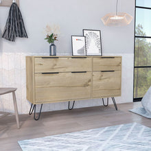 Load image into Gallery viewer, Double Dresser Skyoner, Superior Top, Hairpin Legs, Four Drawers,
