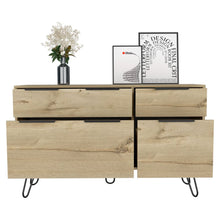 Load image into Gallery viewer, Double Dresser Skyoner, Superior Top, Hairpin Legs, Four Drawers,
