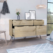 Load image into Gallery viewer, Double Dresser Skyoner, Superior Top, Hairpin Legs, Four Drawers,
