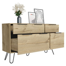 Load image into Gallery viewer, Double Dresser Skyoner, Superior Top, Hairpin Legs, Four Drawers,
