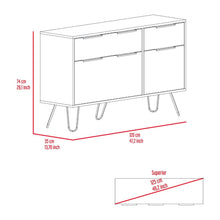 Load image into Gallery viewer, Double Dresser Skyoner, Superior Top, Hairpin Legs, Four Drawers,
