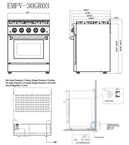 Empava 30GR03 30 Inch Freestanding Range Gas Cooktop And Oven