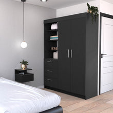 Load image into Gallery viewer, Kenya 2 Piece Bedroom Set, Armoire + Nightstand, Black Wengue Finish
