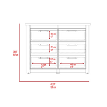 Load image into Gallery viewer, 6 Drawer Double Dresser Toret, Metal Hardware, Light Gray Finish
