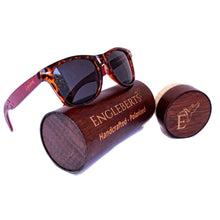 Load image into Gallery viewer, Red Bamboo Tortoise Framed Sunglasses With Wood Case, Artisan Engraved
