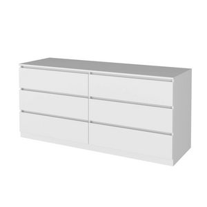 6 Drawer Double Dresser Tronx, Superior Top, White Finish