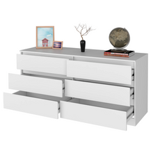 Load image into Gallery viewer, 6 Drawer Double Dresser Tronx, Superior Top, White Finish
