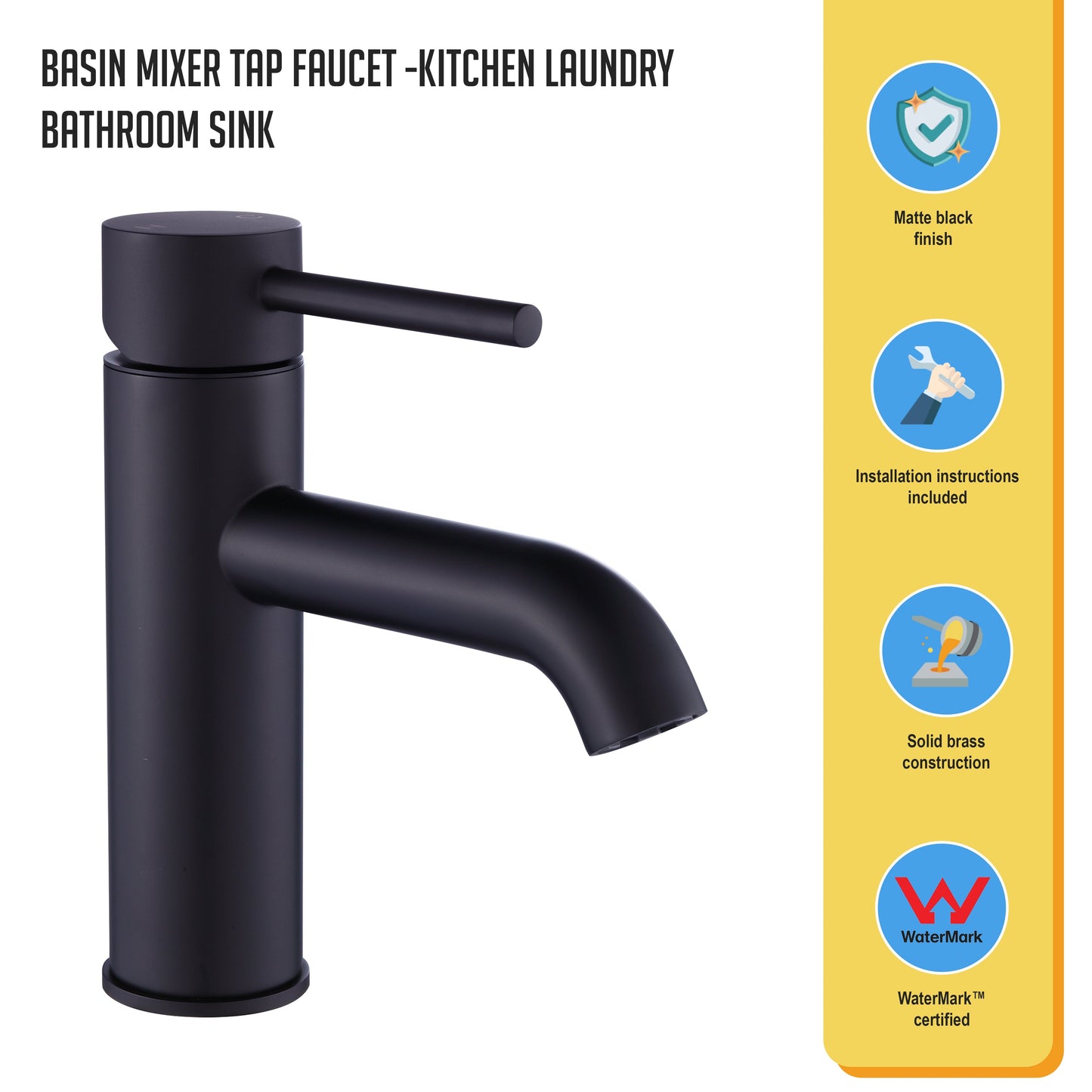 Basin Mixer Tap Faucet - Kitchen, Laundry, Bathroom Sink