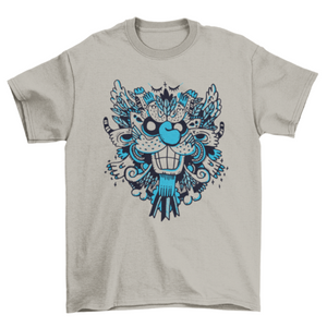 Fashion Grinning Smiling Blue Monster & Creature Face Abstract t-shirt