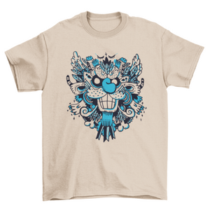 Fashion Grinning Smiling Blue Monster & Creature Face Abstract t-shirt