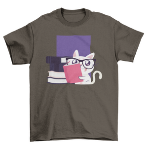 Cat Reading T-Shirt