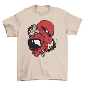 Alien and Astronaut Head T-shirt