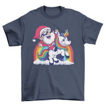 Load image into Gallery viewer, Cute santa unicorn t-shirt
