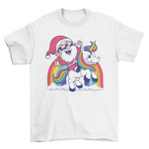 Cute santa unicorn t-shirt