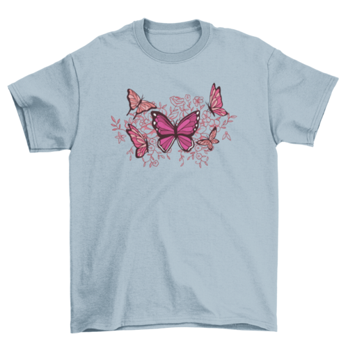 Butterflies and flowers t-shirt