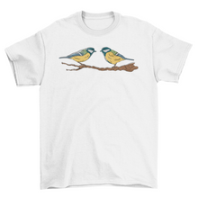 Load image into Gallery viewer, Cute two Tit birds with twig t-shirt
