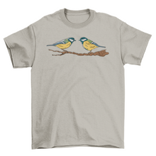 Load image into Gallery viewer, Cute two Tit birds with twig t-shirt
